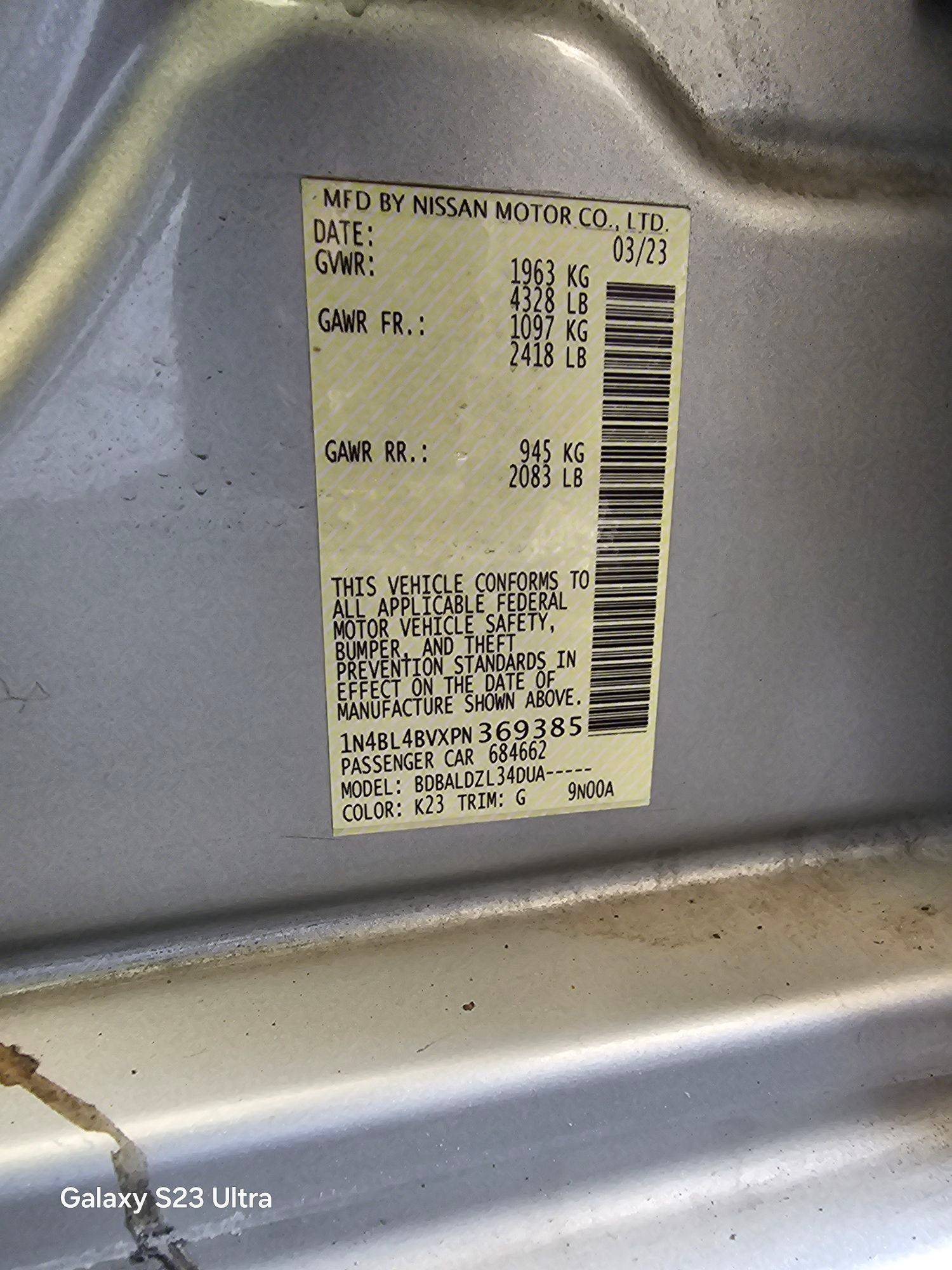 2023 NISSAN ALTIMA — 84249 Miles — Lot XPN369385 — Main - Marhaba Auctions Used Cars - Image 10