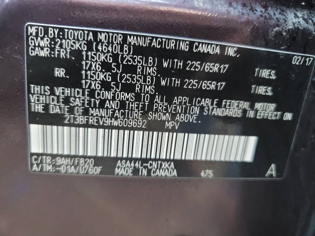2017 TOYOTA RAV4 — 123056 Miles — Lot W609692 - Marhaba Auctions Used Cars - Image 9