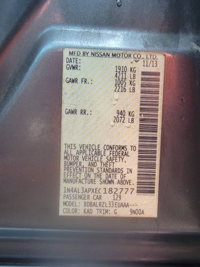 2014 NISSAN ALTIMA — 305515 Miles — Lot EC182777 — Main - Marhaba Auctions Used Cars - Image 9