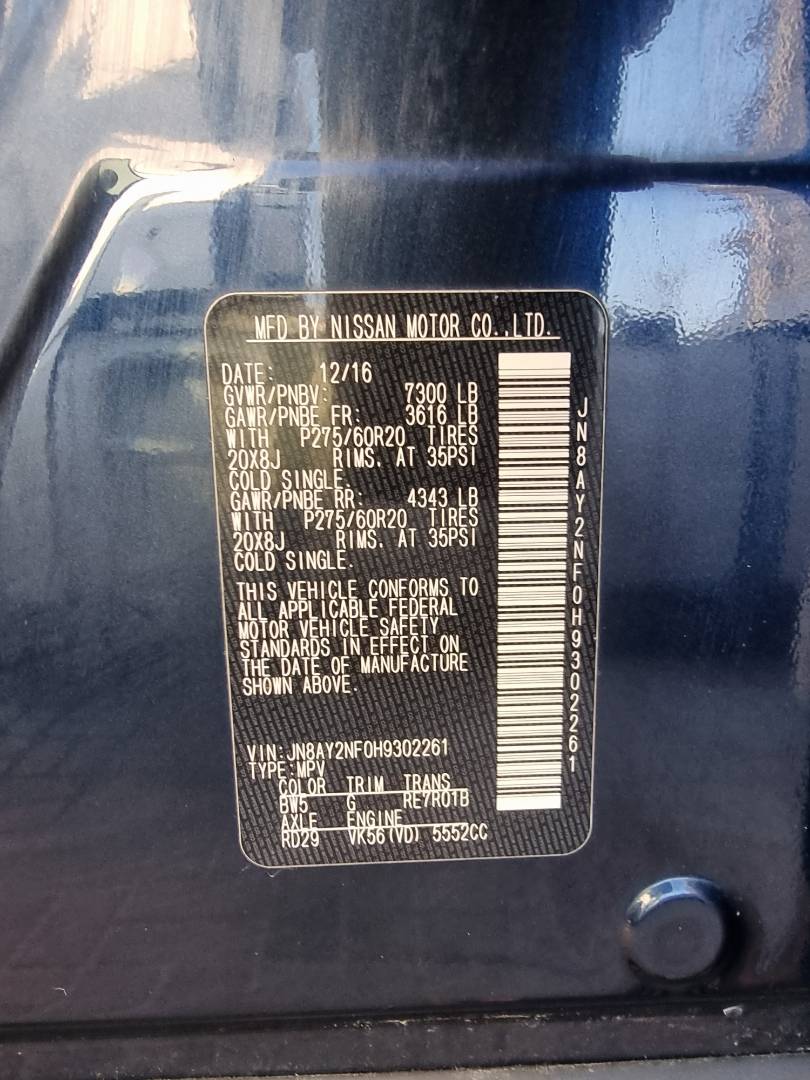 2017 NISSAN ARMADA — 122262 Miles — Lot 9302261 — Ind. 12 - Marhaba Auctions Used Cars - Image 10