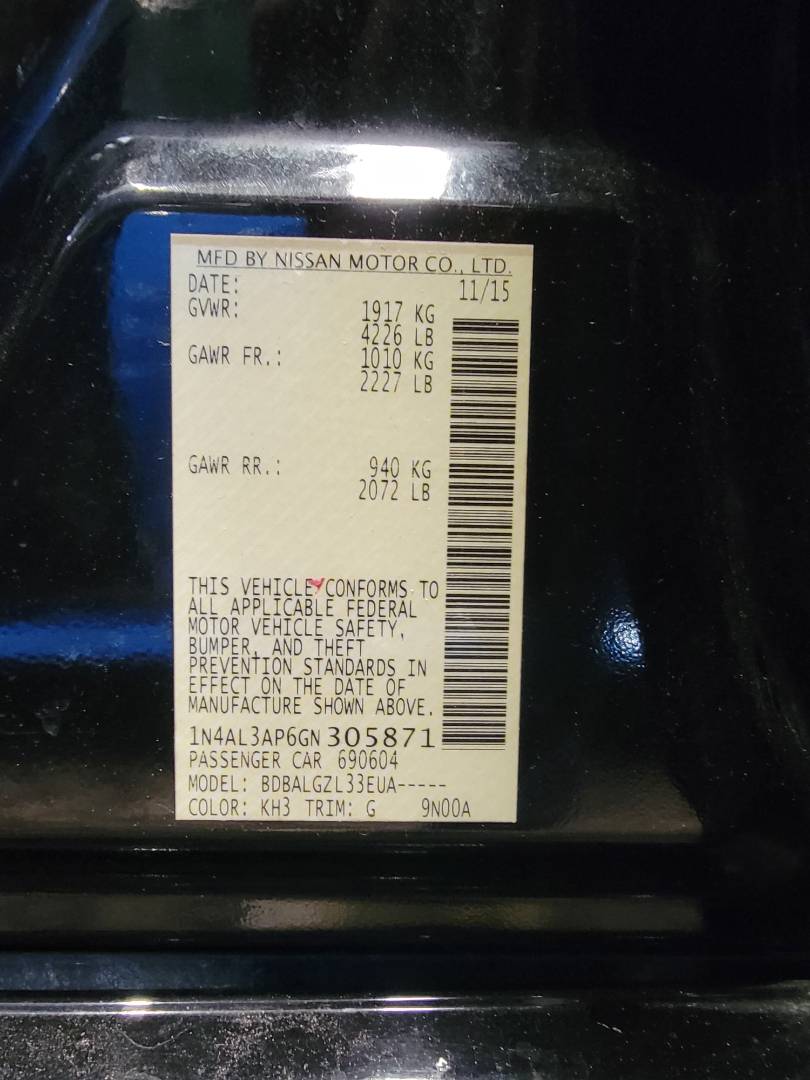 2016 NISSAN ALTIMA — 180456 Miles — Lot GN305871 — Main - Marhaba Auctions Used Cars - Image 9