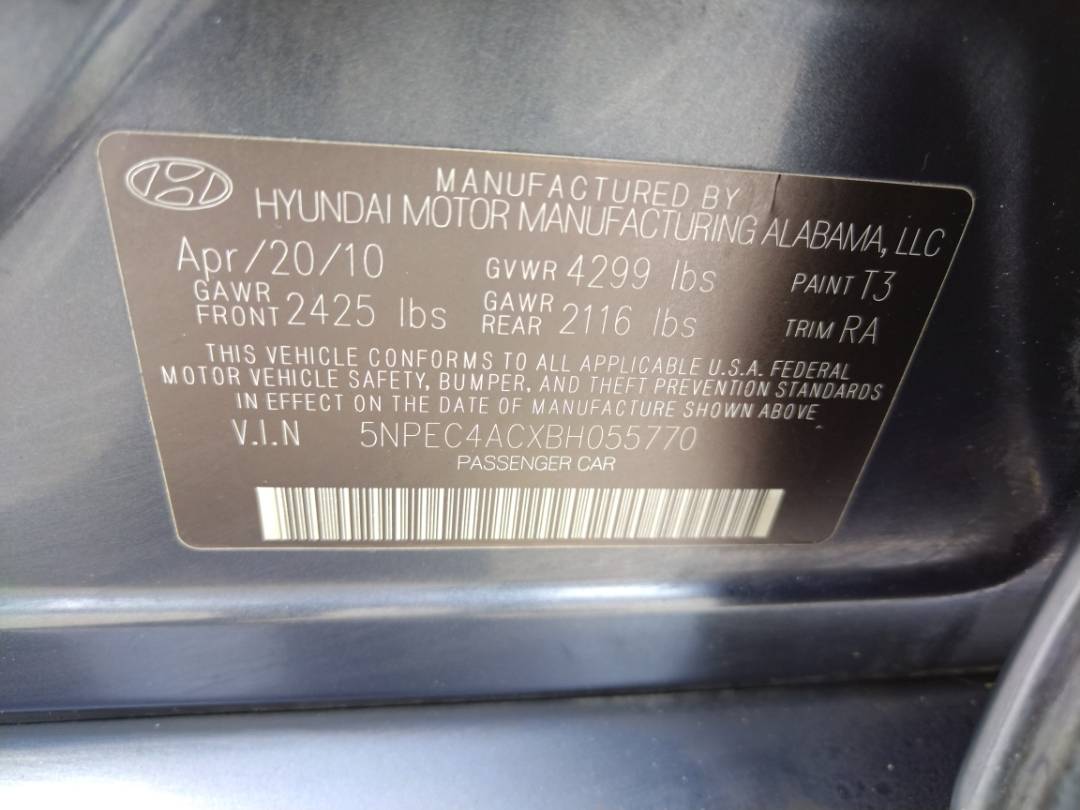 2011 HYUNDAI SONATA — 237477 Miles — Lot 38129890 - Marhaba Auctions Used Cars - Image 9