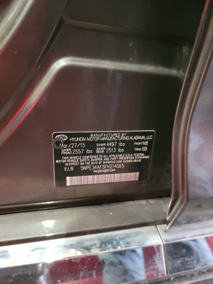 2015 HYUNDAI SONATA — 87978 Miles — Lot 214565 — Main - Marhaba Auctions Used Cars - Image 9
