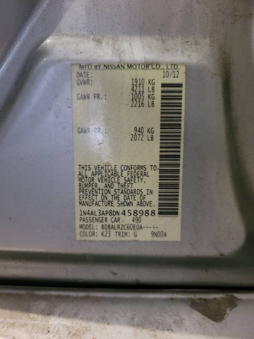 2013 NISSAN ALTIMA — 276185 Miles — Lot N458988 - Marhaba Auctions Used Cars - Image 7