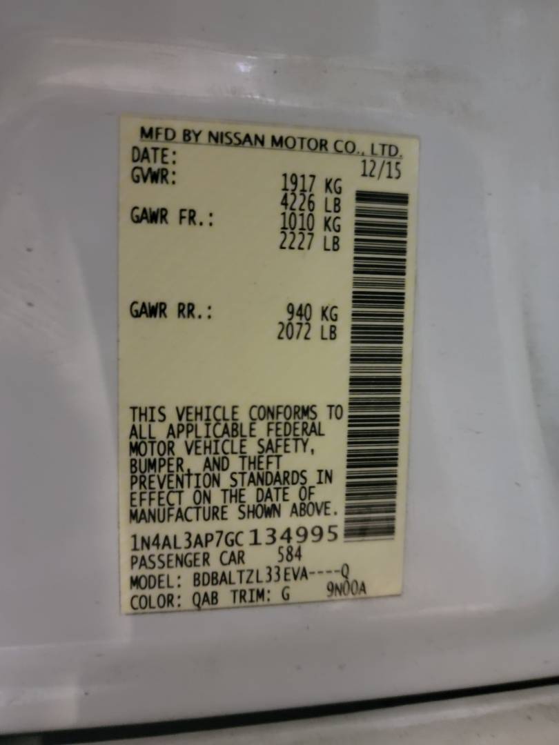 2016 NISSAN ALTIMA — 106724 Miles — Lot 40012909 — Main - Marhaba Auctions Used Cars - Image 11