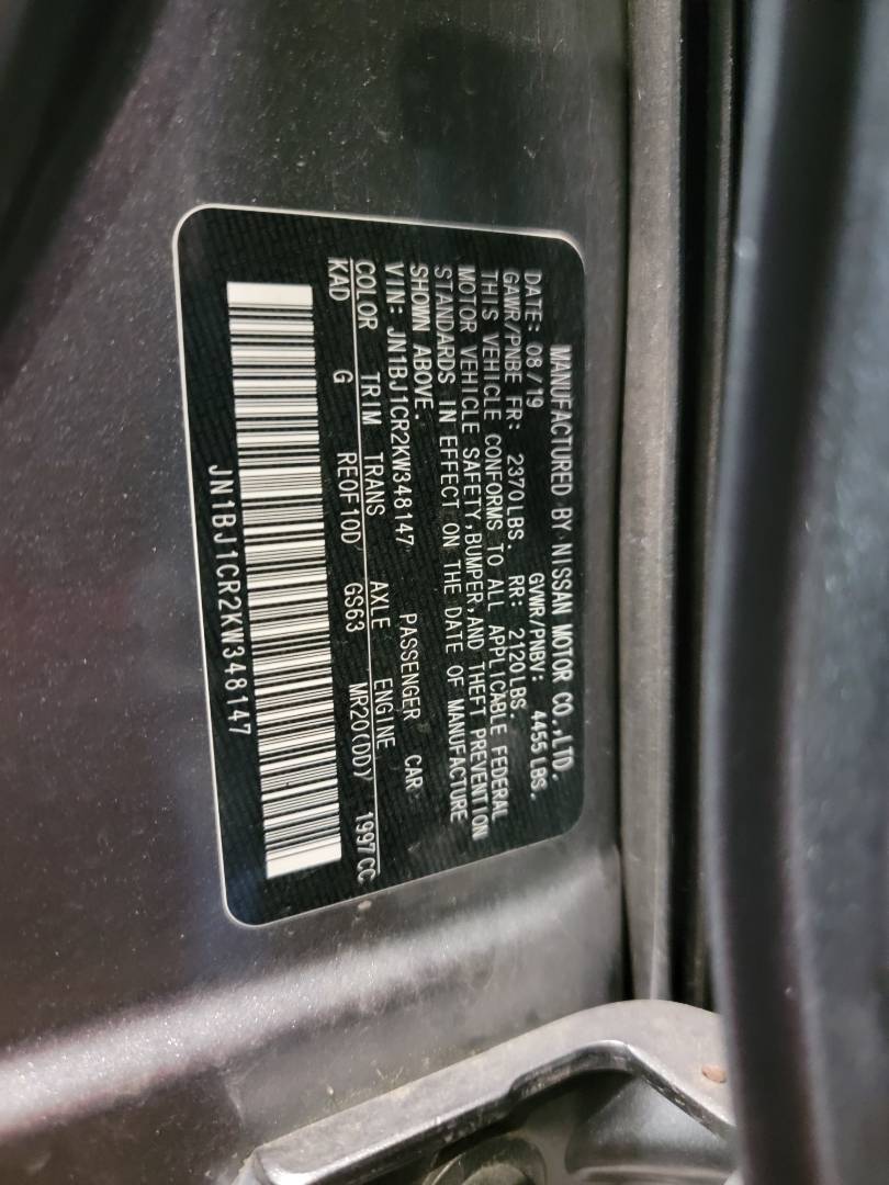2019 NISSAN ROGUE SPORTS — 94 508 Miles — Lot KW348147 — Main - Marhaba Auctions Used Cars - Image 9