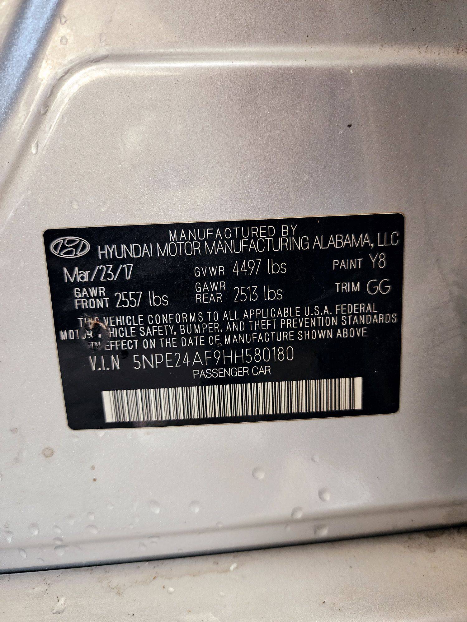 2017 HYUNDAI SONATA — 120441 Miles — Lot 80180 — Souq - Marhaba Auctions Used Cars - Image 9