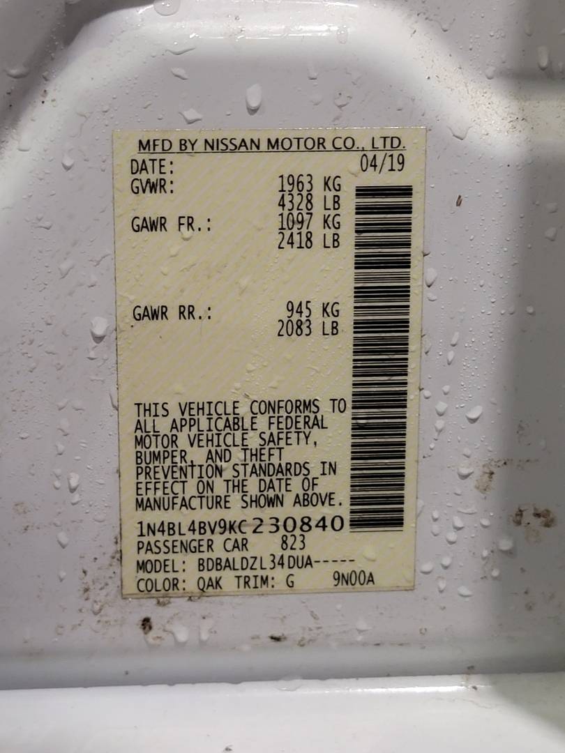 2019 NISSAN ALTIMA — 90582 Miles — Lot 43958364 — Main - Marhaba Auctions Used Cars - Image 9