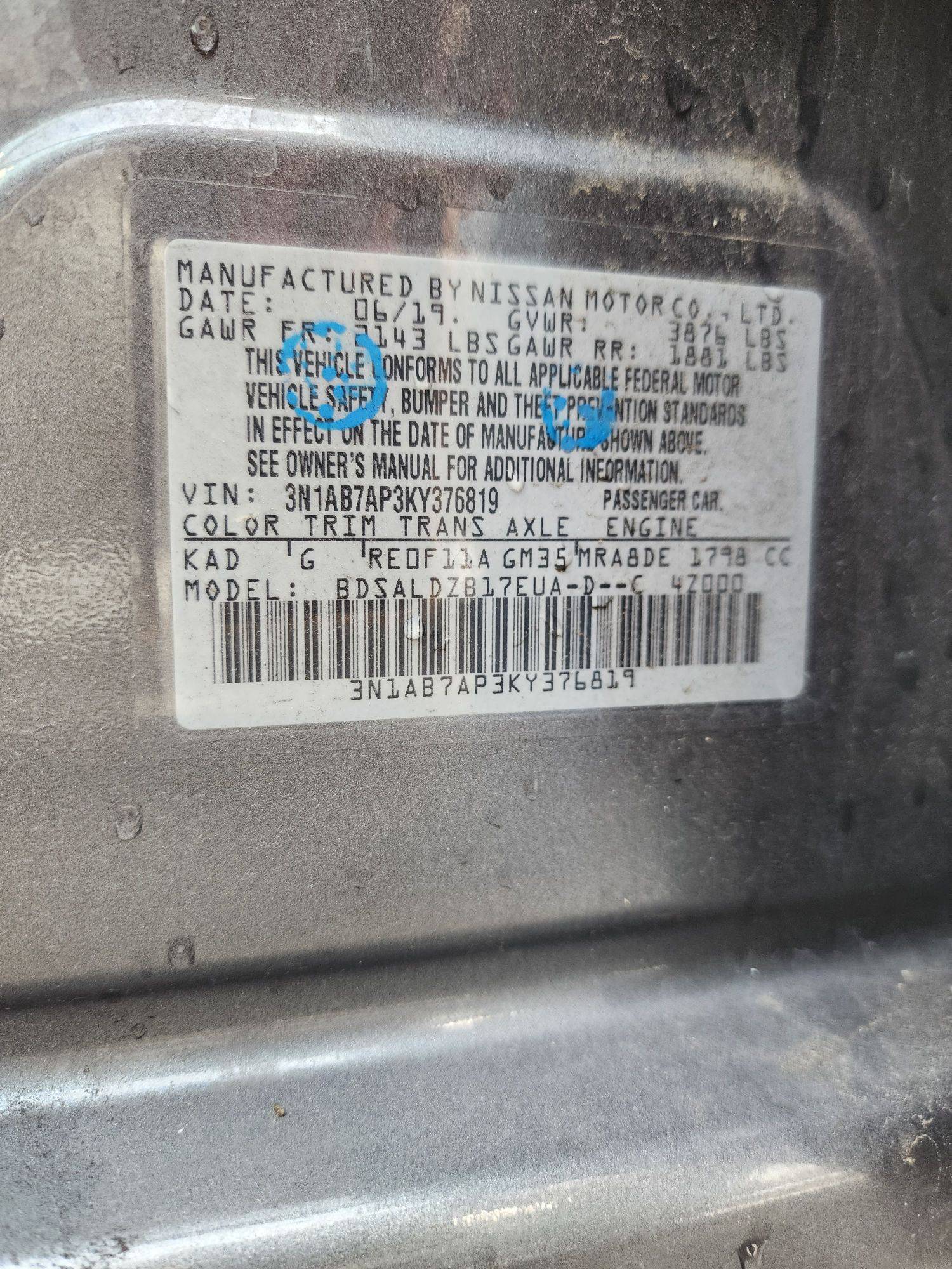 2019 NISSAN SENTRA — 63599 Miles — Lot 73786143 - Marhaba Auctions Used Cars - Image 9