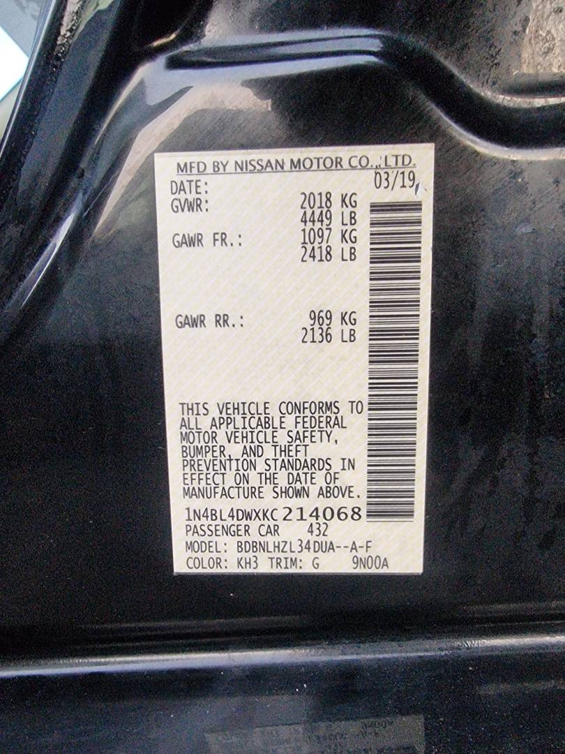 2019 NISSAN ALTIMA — 95650 Miles — Lot WXKC214068 — Souq - Marhaba Auctions Used Cars - Image 10