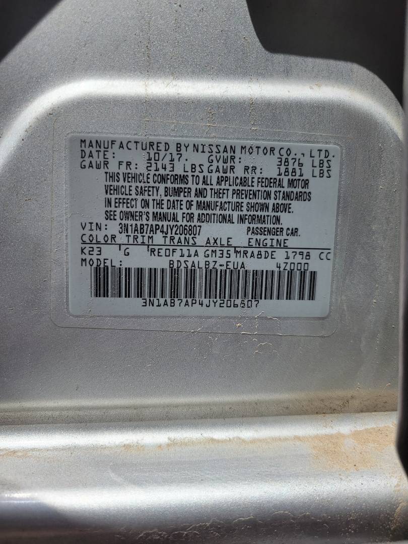 2018 NISSAN SENTRA — 206373 Miles — Lot AP4JY206807 — Main - Marhaba Auctions Used Cars - Image 5
