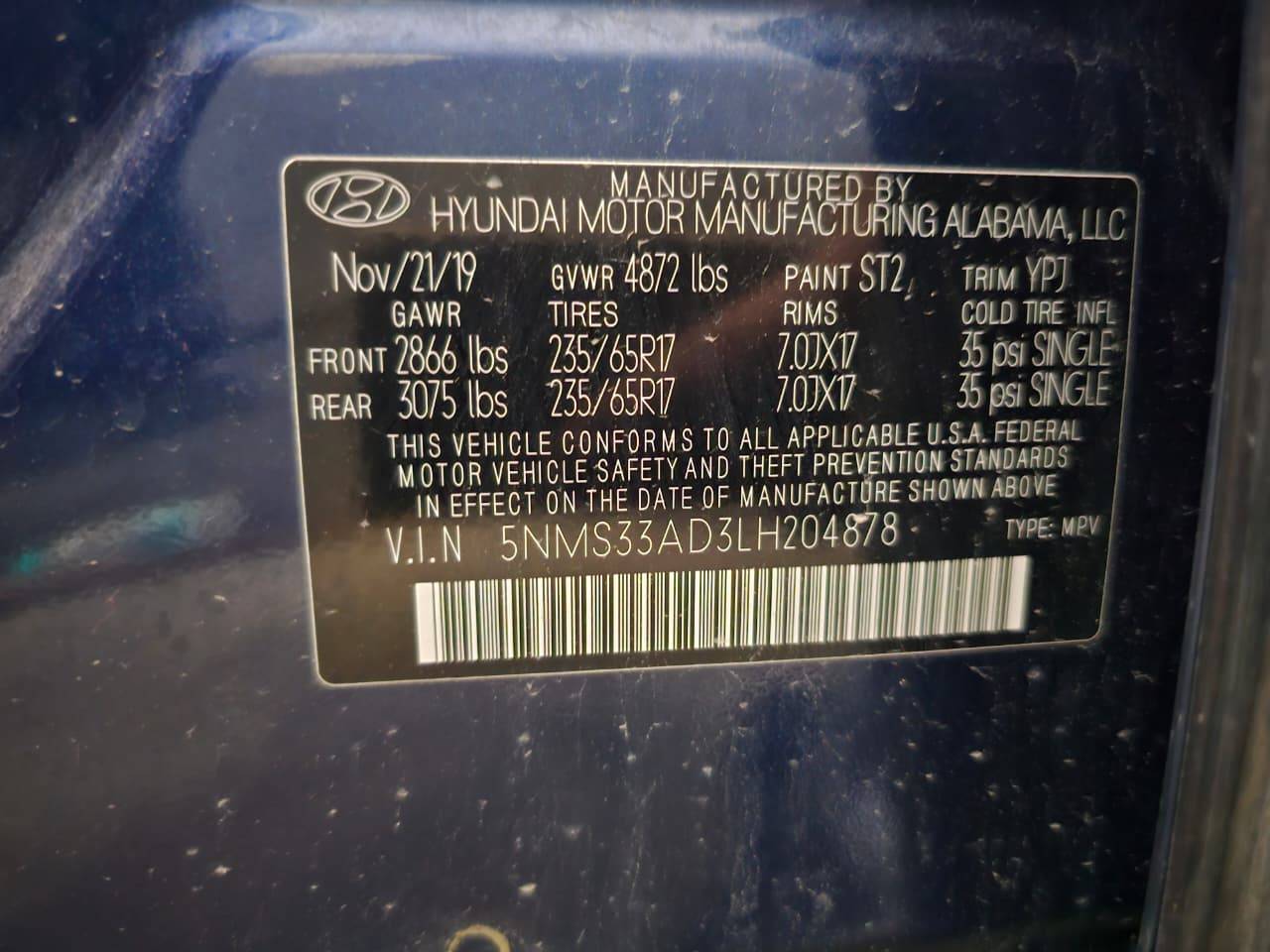 2020 HYUNDAI SANTA FE — 109652 Miles — Lot H204878 — Main - Marhaba Auctions Used Cars - Image 9