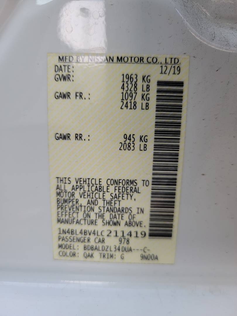 2020 NISSAN ALTIMA — 85855 Miles — Lot LC211419 — Main - Marhaba Auctions Used Cars - Image 9