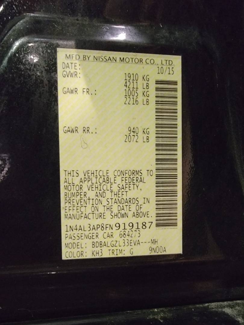 2015 NISSAN ALTIMA — 88460 Miles — Lot 38885360 — Souq - Marhaba Auctions Used Cars - Image 10