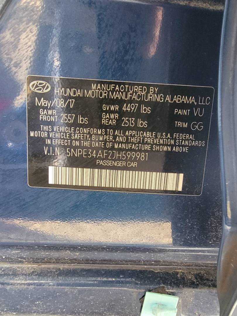 2018 HYUNDAI SONATA — 117247 Miles — Lot 39057570 — Souq - Marhaba Auctions Used Cars - Image 10