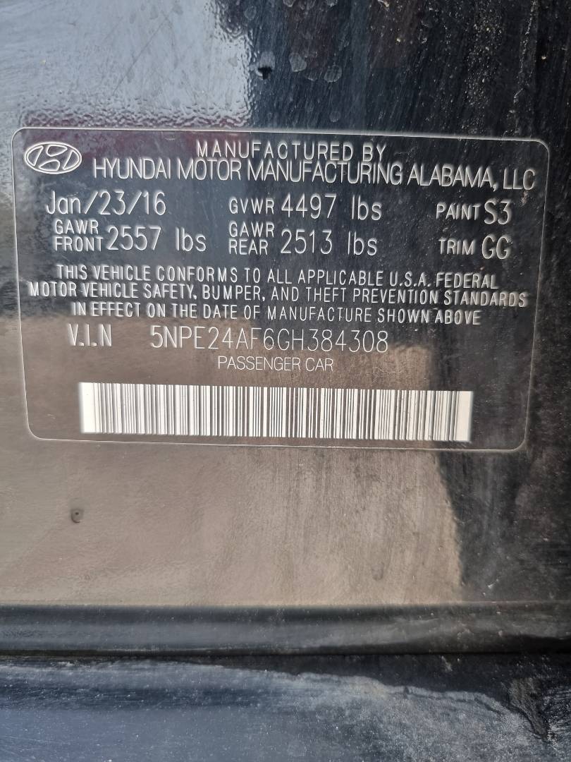2016 HYUNDAI SONATA — 168682 Miles — Lot 215478 — Ind. 12 - Marhaba Auctions Used Cars - Image 9
