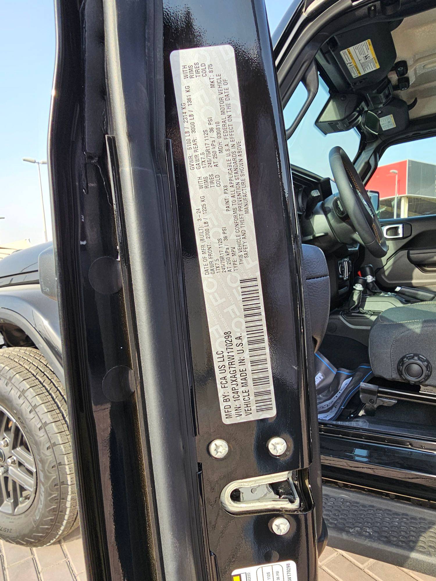 2024 JEEP WRANGLER — 895 KM — Lot W170298 — Souq - Marhaba Auctions Used Cars - Image 8