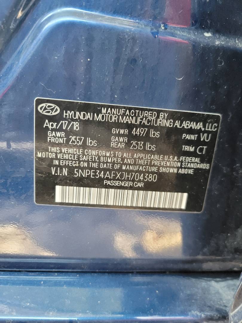 2018 HYUNDAI SONATA — 43408 Miles — Lot JH704380 — Main - Marhaba Auctions Used Cars - Image 9