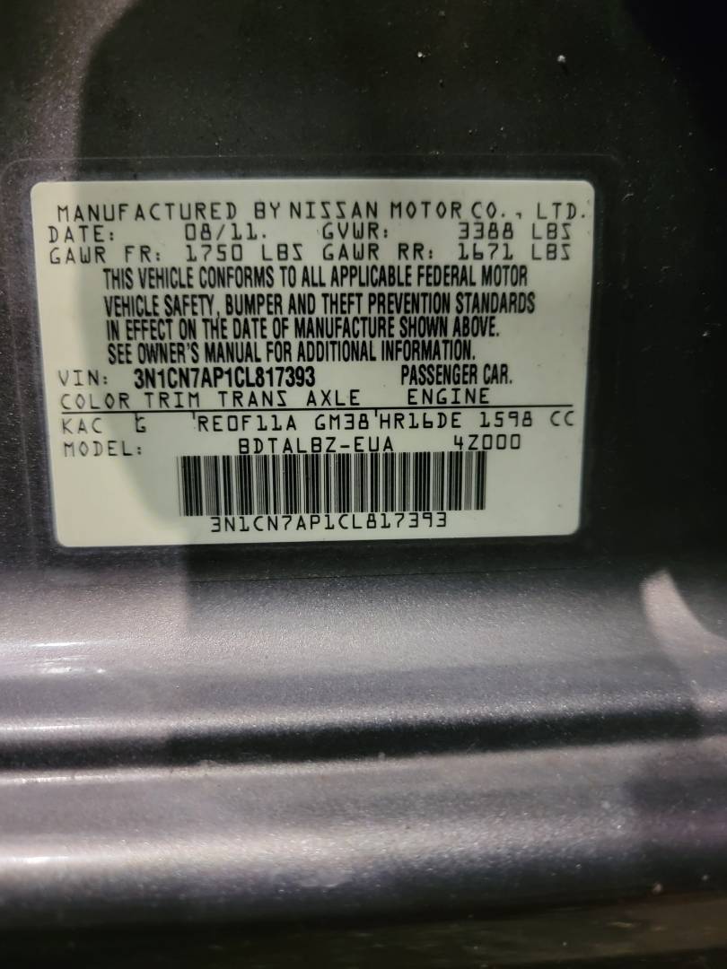 2012 NISSAN VERSA — 149920 Miles — Lot P1CL817393 — Souq - Marhaba Auctions Used Cars - Image 9