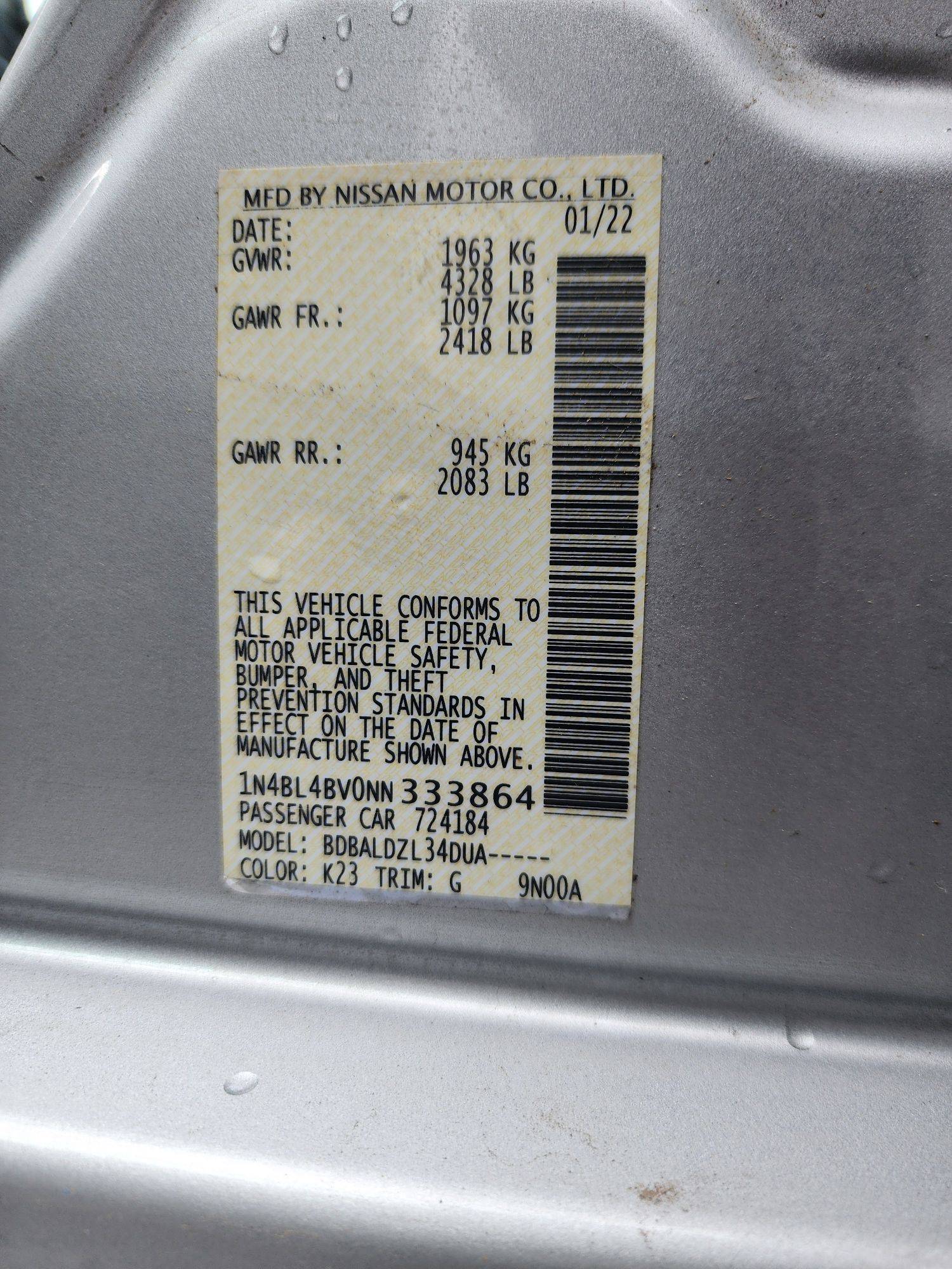 2022 NISSAN ALTIMA — 77612 Miles — Lot 62731545 — Main - Marhaba Auctions Used Cars - Image 10