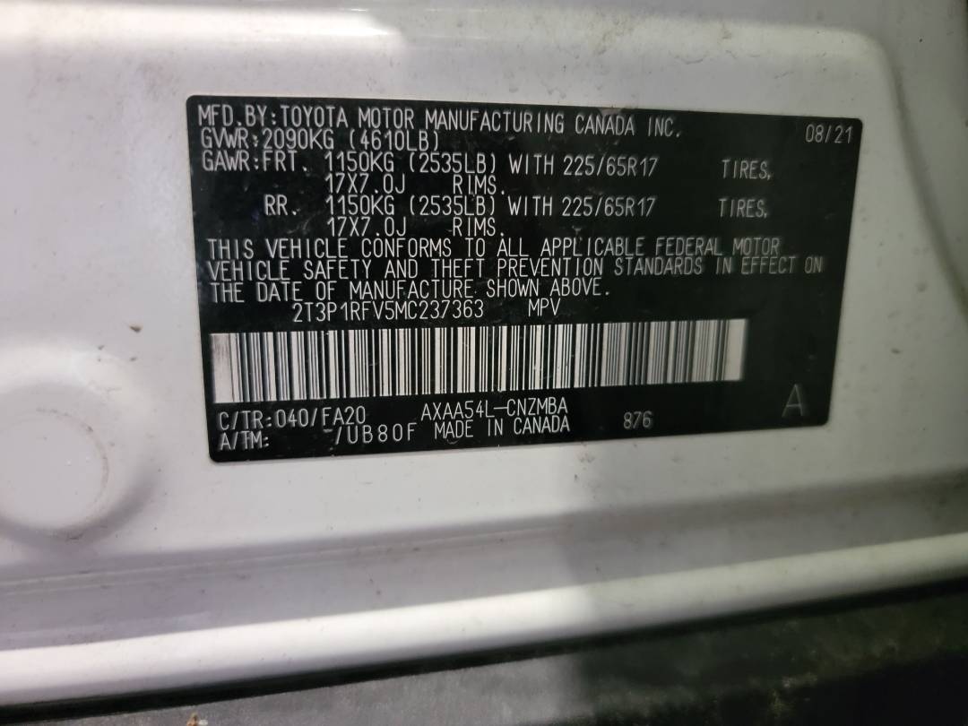 2021 TOYOTA RAV4 — 28458 Miles — Lot C237363 — Main - Marhaba Auctions Used Cars - Image 9