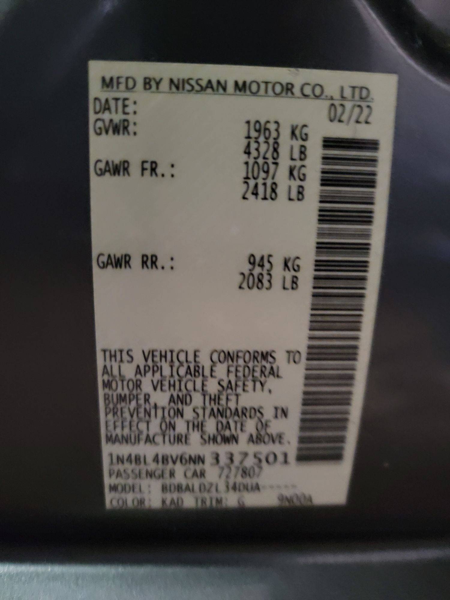 2022 NISSAN ALTIMA — 87320 Miles — Lot N337501 — Main - Marhaba Auctions Used Cars - Image 8