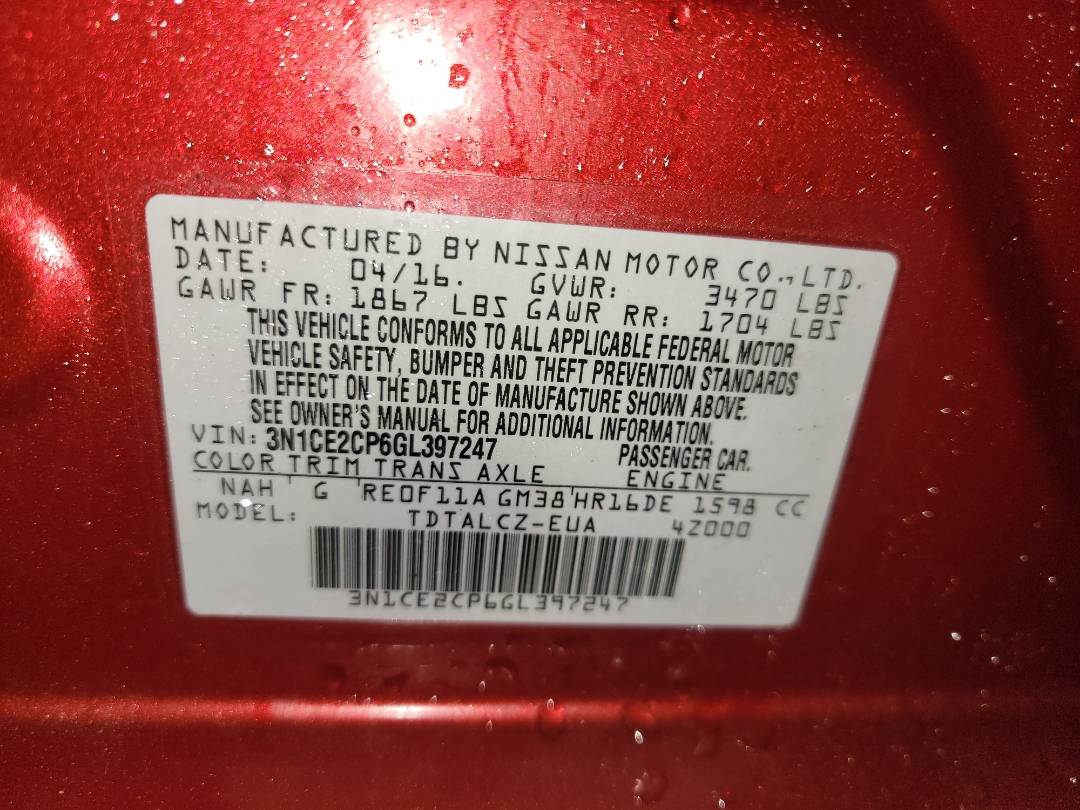 2016 NISSAN VERSA — 139457 Miles — Lot L397247 - Marhaba Auctions Used Cars - Image 10