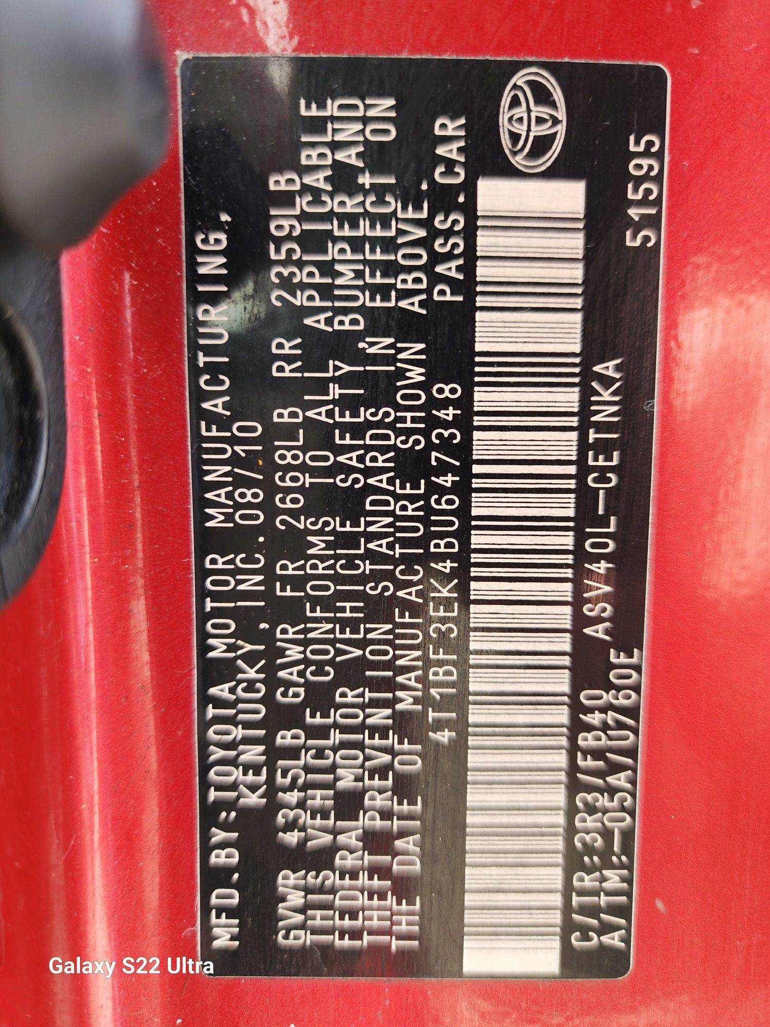 2011 TOYOTA CAMRY — 203989 Miles — Lot 647348 - Marhaba Auctions Used Cars - Image 7