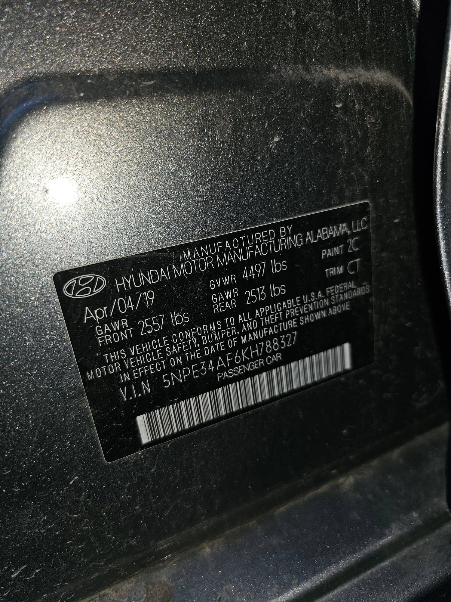 2019 HYUNDAI SONATA — 122457 Miles — Lot F6KH788327 — Souq - Marhaba Auctions Used Cars - Image 9