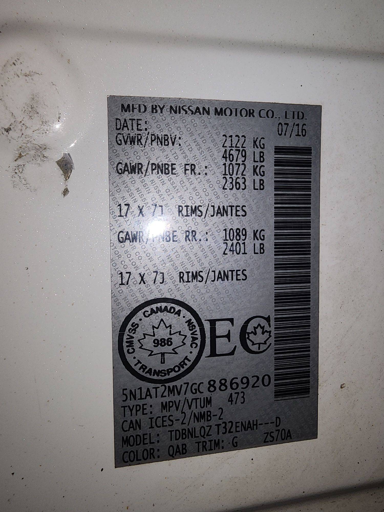 2016 NISSAN ROGUE — 174669 KM — Lot 12328403 — Al Quoz - Marhaba Auctions Used Cars - Image 11