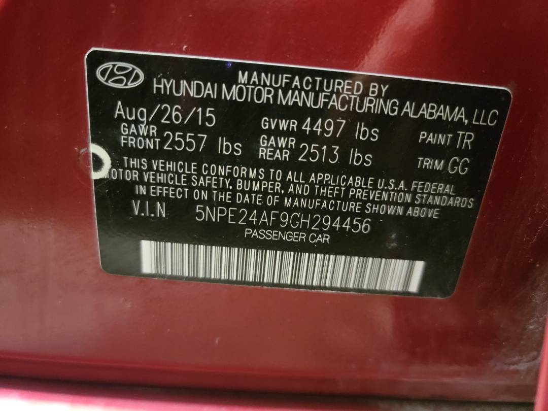 2016 HYUNDAI SONATA — 183432 Miles — Lot 79040743 — Souq - Marhaba Auctions Used Cars - Image 9