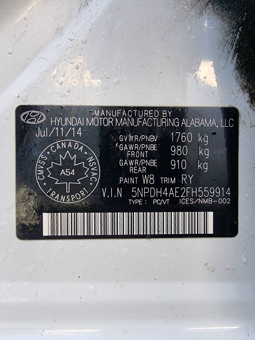 2015 HYUNDAI ELANTRA — 274714 KM — Lot 125487 — Ind. 12 - Marhaba Auctions Used Cars - Image 9