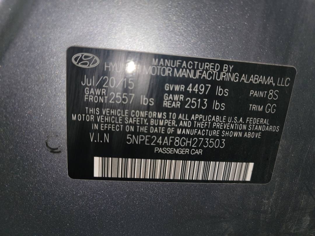 2016 HYUNDAI SONATA — 79724 Miles — Lot 72030093 - Marhaba Auctions Used Cars - Image 10