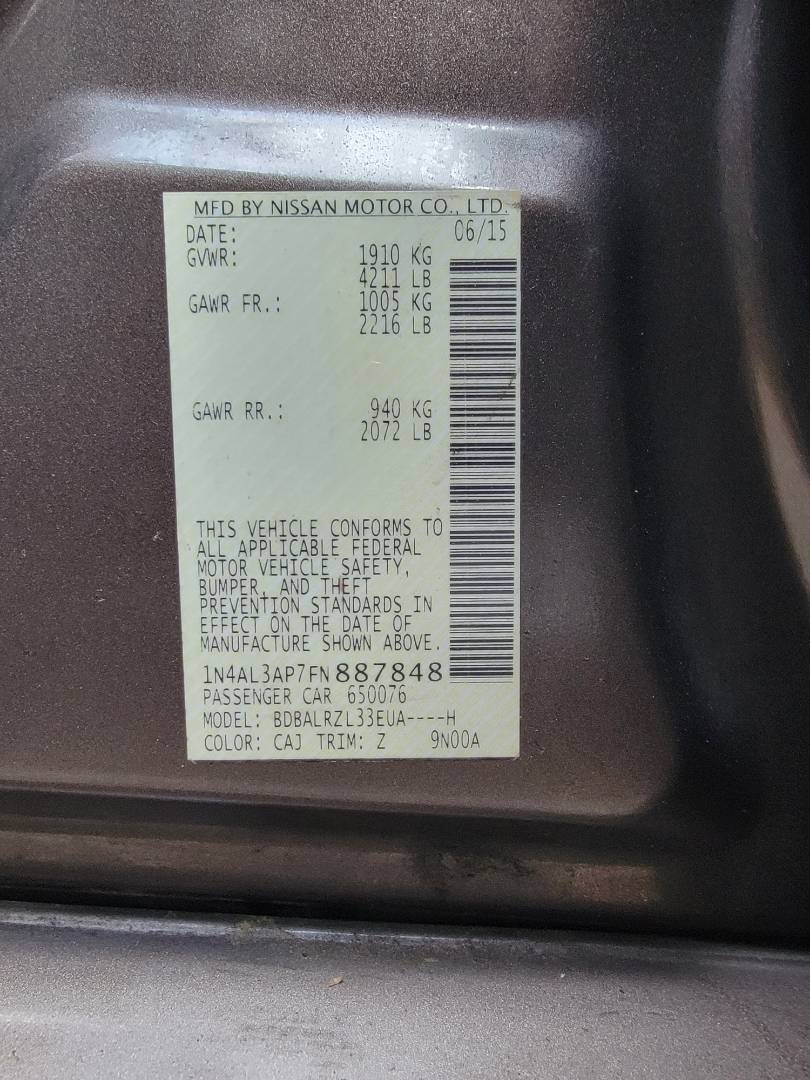 2015 NISSAN ALTIMA — 230195 Miles — Lot 887848 — Main - Marhaba Auctions Used Cars - Image 10