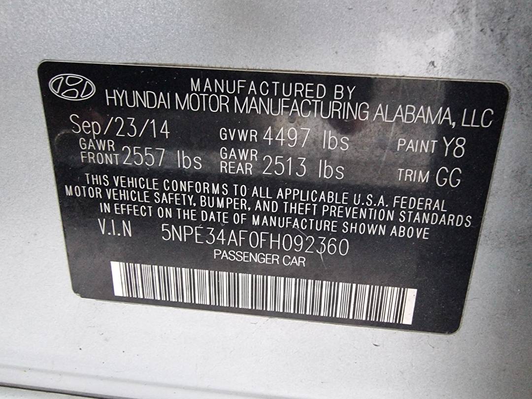 2015 HYUNDAI SONATA — 124373 Miles — Lot 092360 — Ind. 12 - Marhaba Auctions Used Cars - Image 9