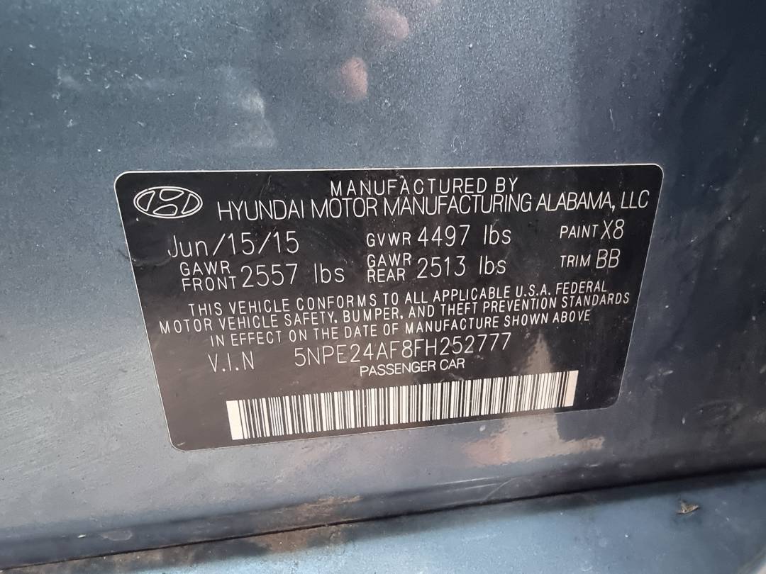 2015 HYUNDAI SONATA — 104835 Miles — Lot 252777 — Ind. 12 - Marhaba Auctions Used Cars - Image 9