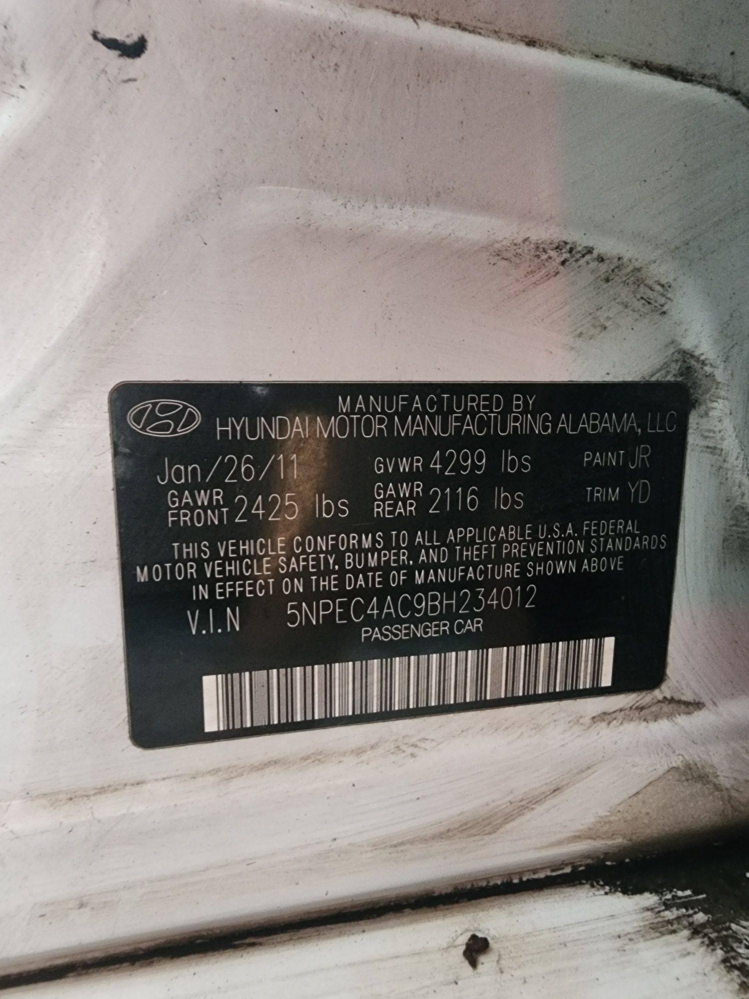 2011 HYUNDAI SONATA — 232212 Miles — Lot 62208485 — Main - Marhaba Auctions Used Cars - Image 11