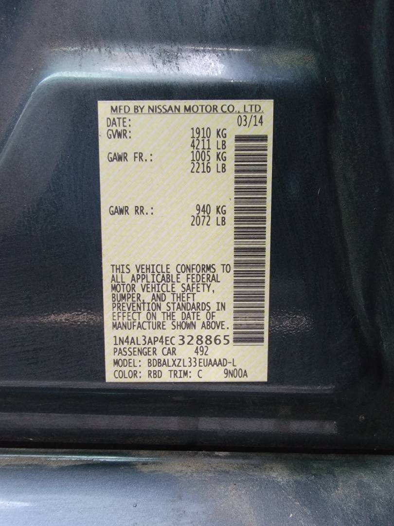 2014 NISSAN ALTIMA — 249391 Miles — Lot 328865 — Main - Marhaba Auctions Used Cars - Image 11