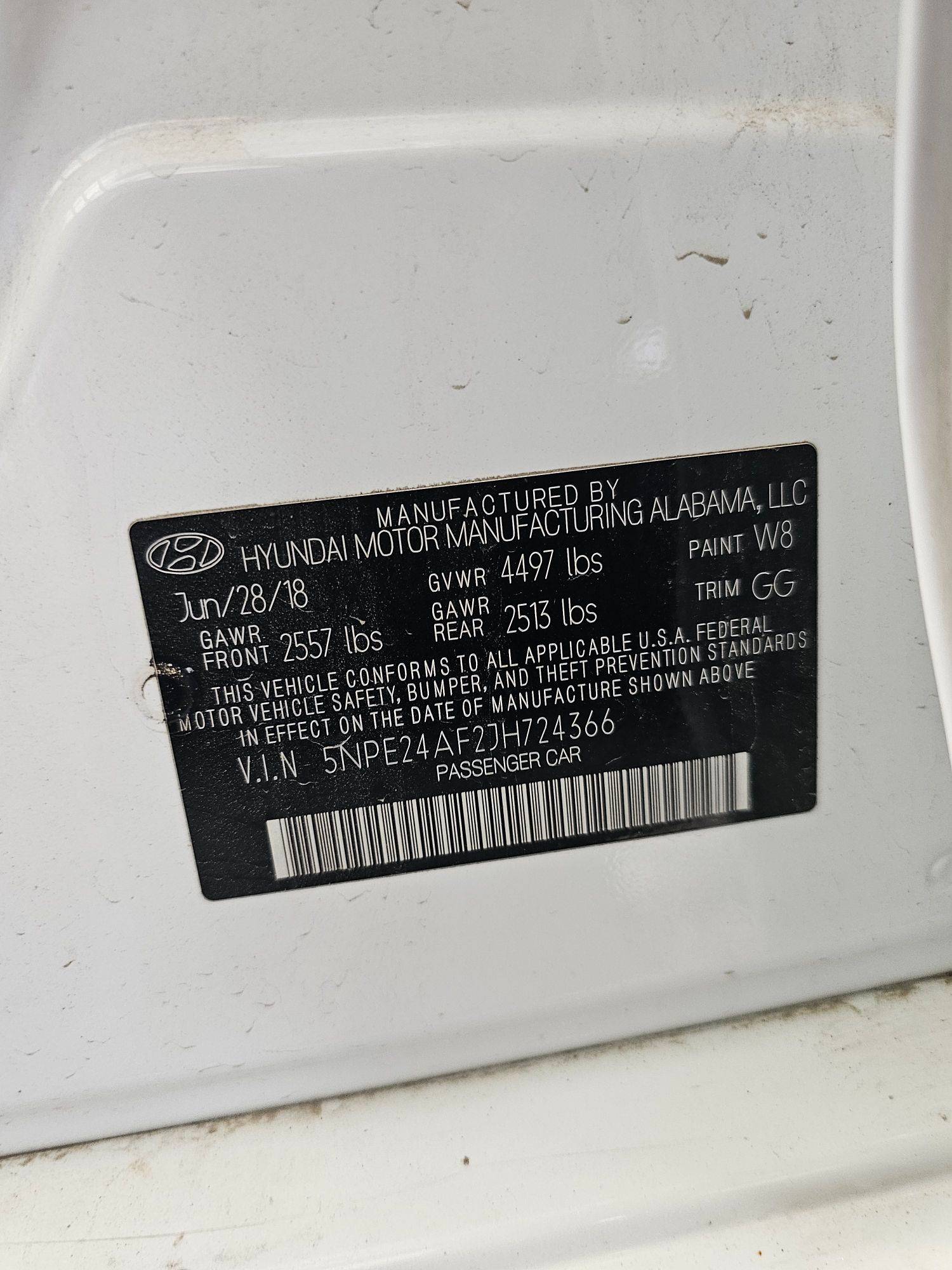 2018 HYUNDAI SONATA — 76556 Miles — Lot F2JH724366 — Souq - Marhaba Auctions Used Cars - Image 9
