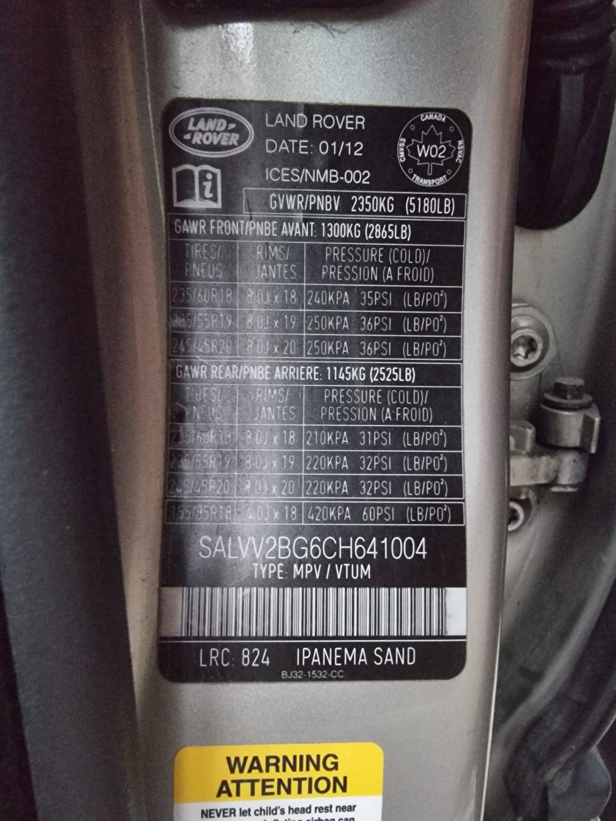 LAND ROVER RANGE ROVER EVOQUE 2012 - Marhaba Auction Used Cars - Image 9
