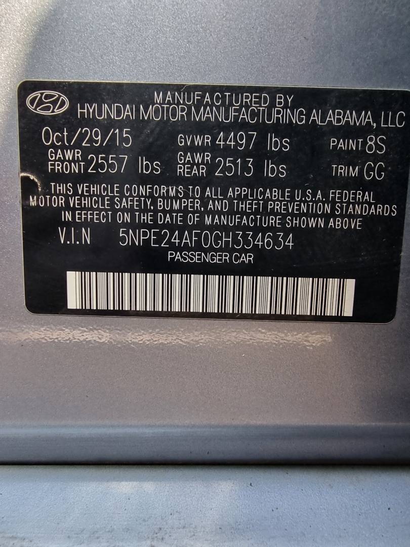 2016 HYUNDAI SONATA — 119489 Miles — Lot 334634 — Ind. 12 - Marhaba Auctions Used Cars - Image 5