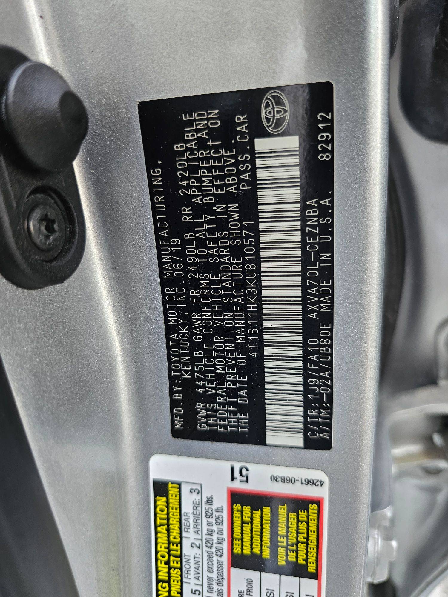 2019 TOYOTA CAMRY — 21103 Miles — Lot U810571 — Souq - Marhaba Auctions Used Cars - Image 9