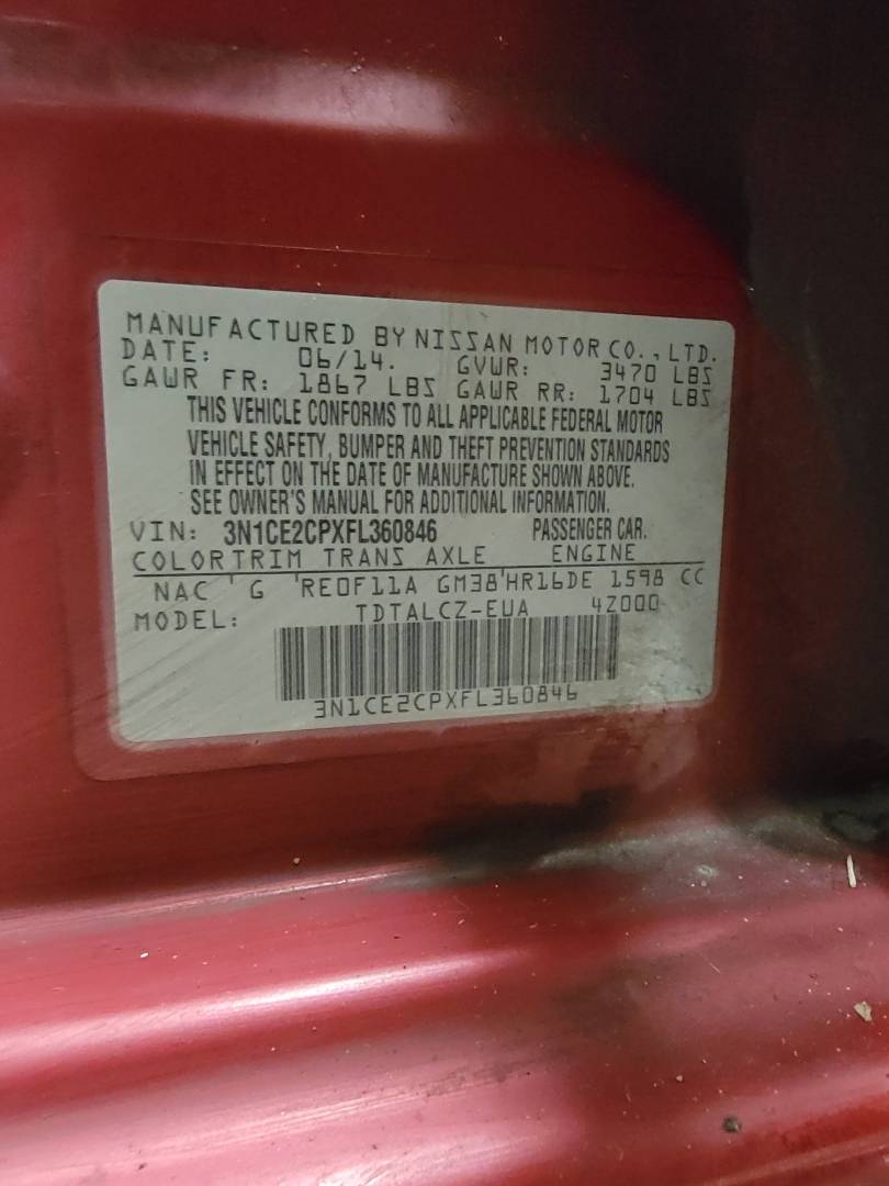 2015 NISSAN VERSA NOTE — 124893 Miles — Lot L360846 — Main - Marhaba Auctions Used Cars - Image 9