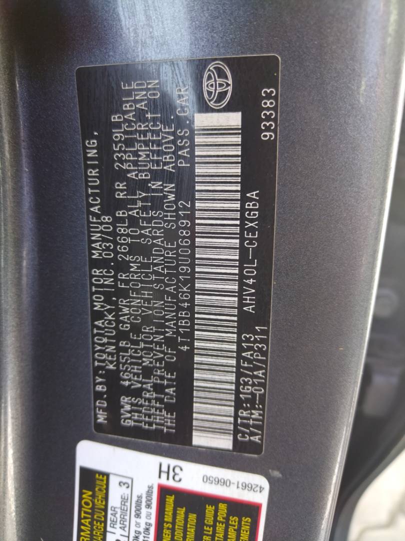 2009 TOYOTA CAMRY — 245242 Miles — Lot 37118289 - Marhaba Auctions Used Cars - Image 4