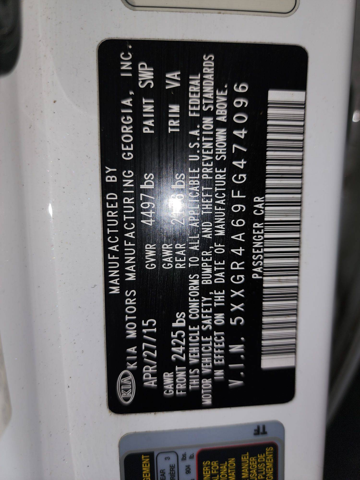 2015 KIA OPTIMA — 220364 Miles — Lot G474096 — Souq - Marhaba Auctions Used Cars - Image 12
