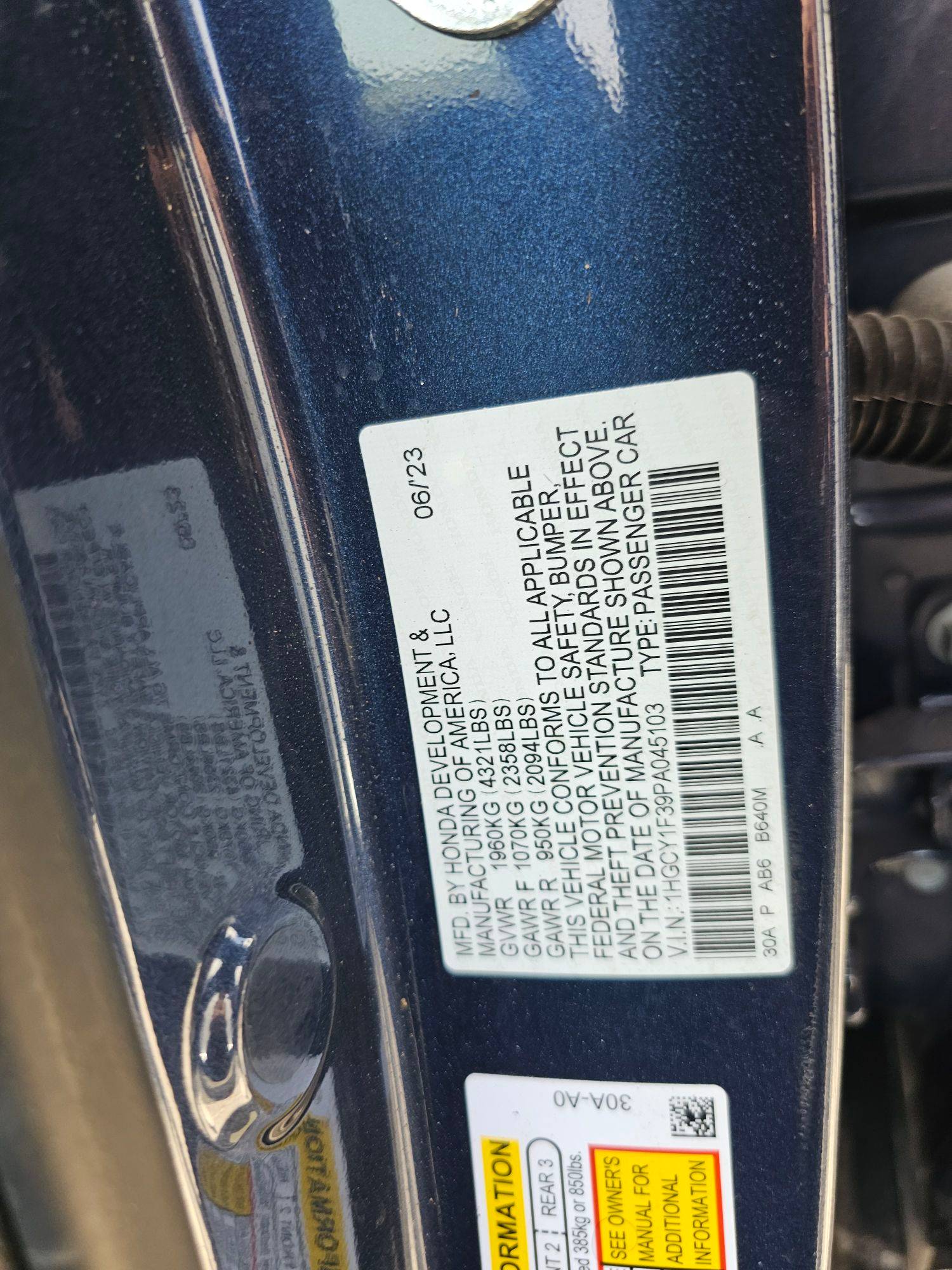 2023 HONDA ACCORD — 17084 Miles — Lot 9PA045103 — Main - Marhaba Auctions Used Cars - Image 10
