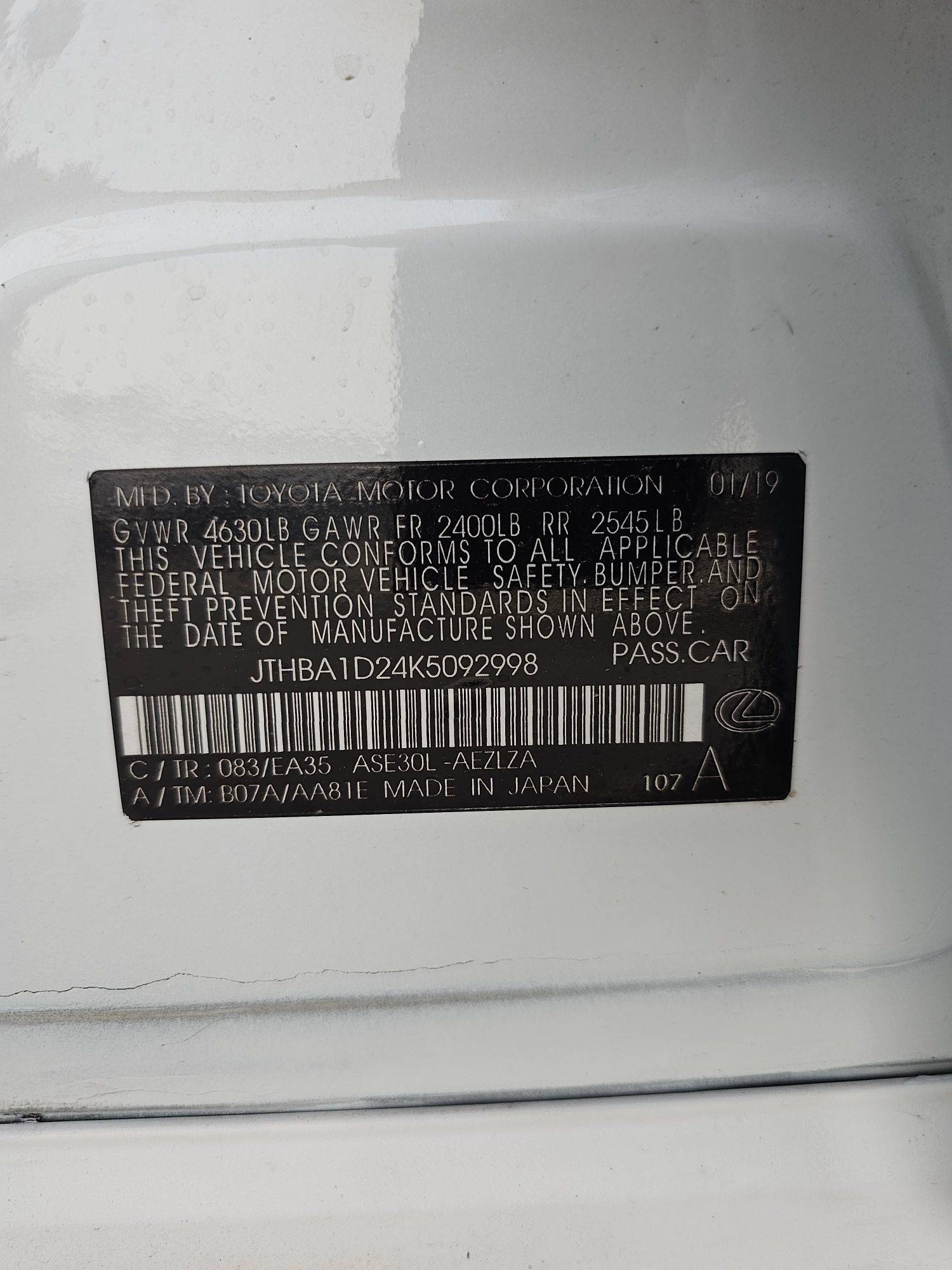 2019 LEXUS IS 300 — 63596 KM — Lot 4K5092998 — Main - Marhaba Auctions Used Cars - Image 10