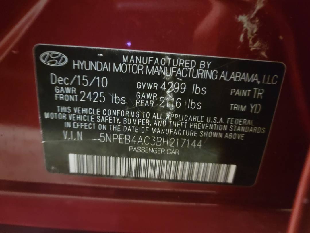 2011 HYUNDAI SONATA — 153223 Miles — Lot 217144 - Marhaba Auctions Used Cars - Image 8