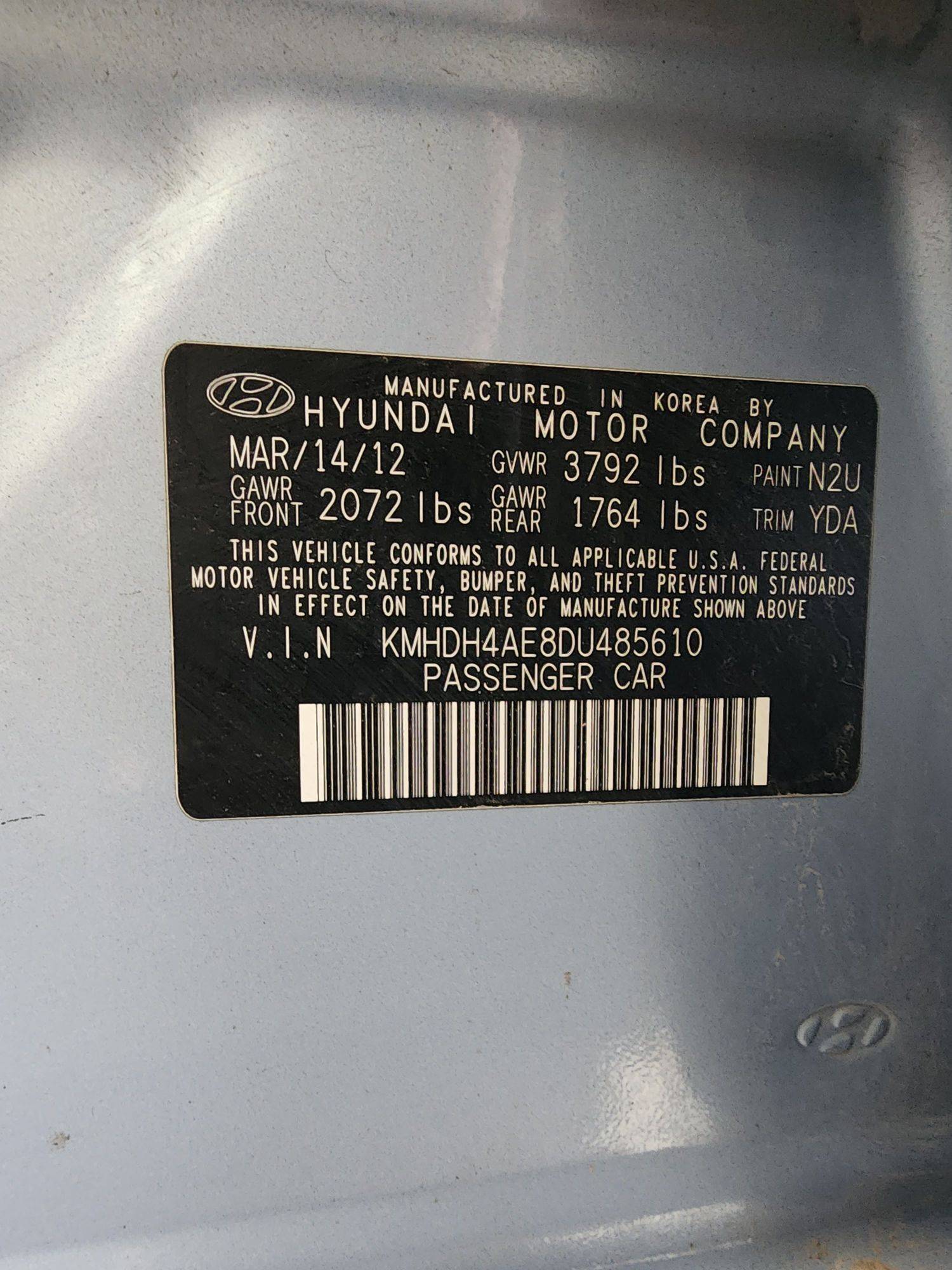 2013 HYUNDAI ELANTRA — 119192 Miles — Lot 85610 — Souq - Marhaba Auctions Used Cars - Image 9