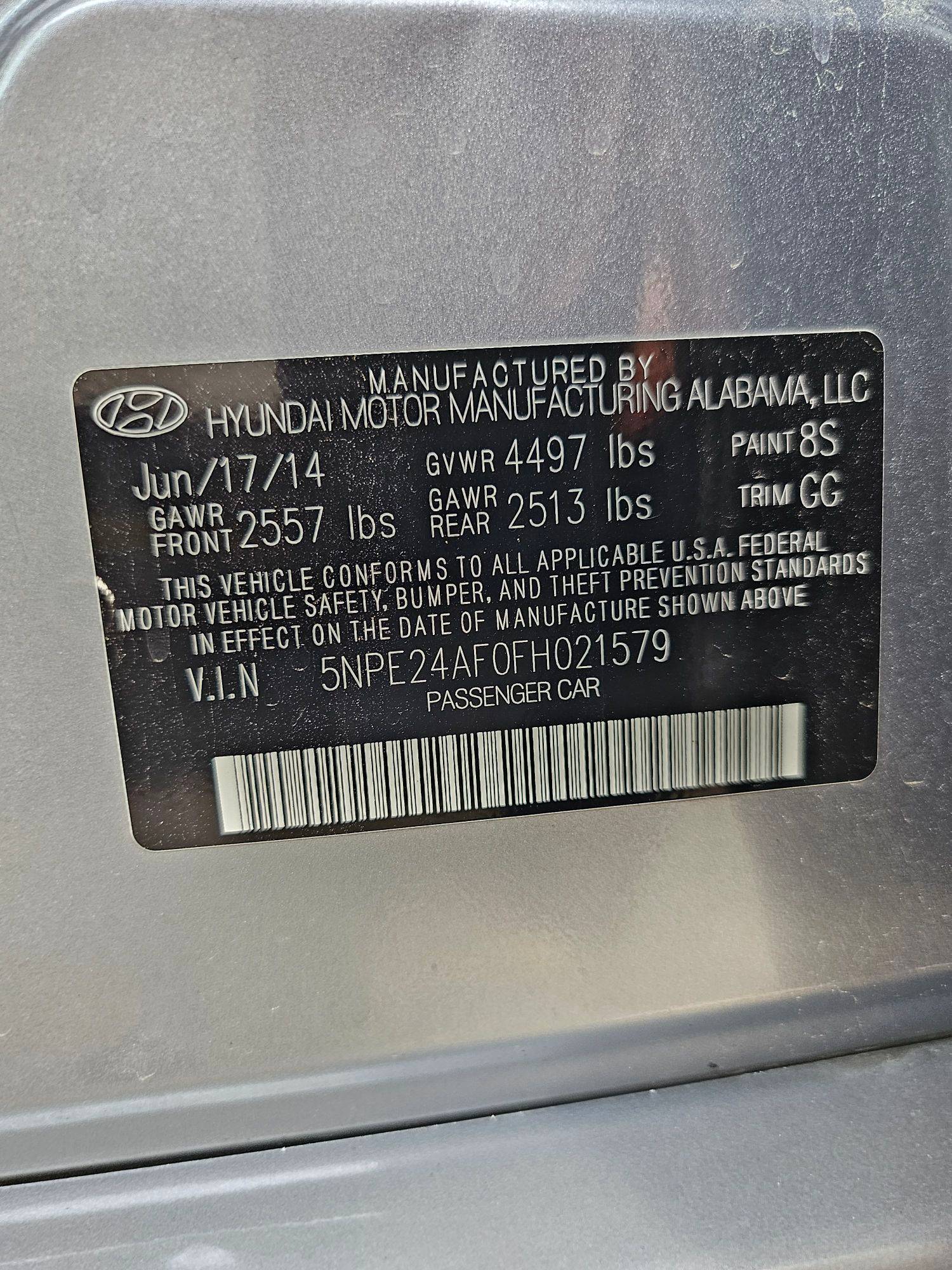 2015 HYUNDAI SONATA — 113050 Miles — Lot 0FH021579 — Souq - Marhaba Auctions Used Cars - Image 9